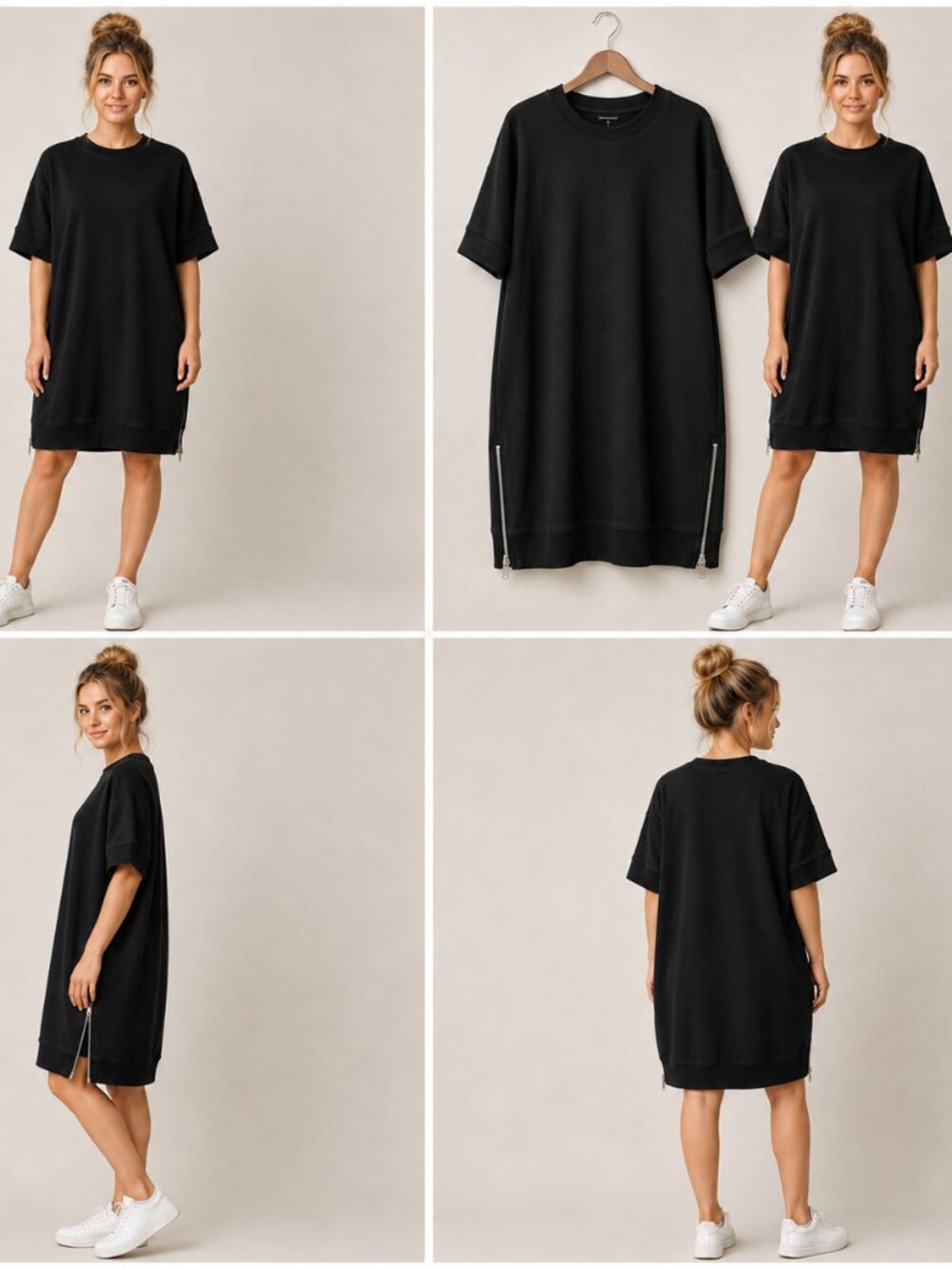 Universal Standard Black Sweatshirt Dress S Oversized (14-16) Casual Travel
